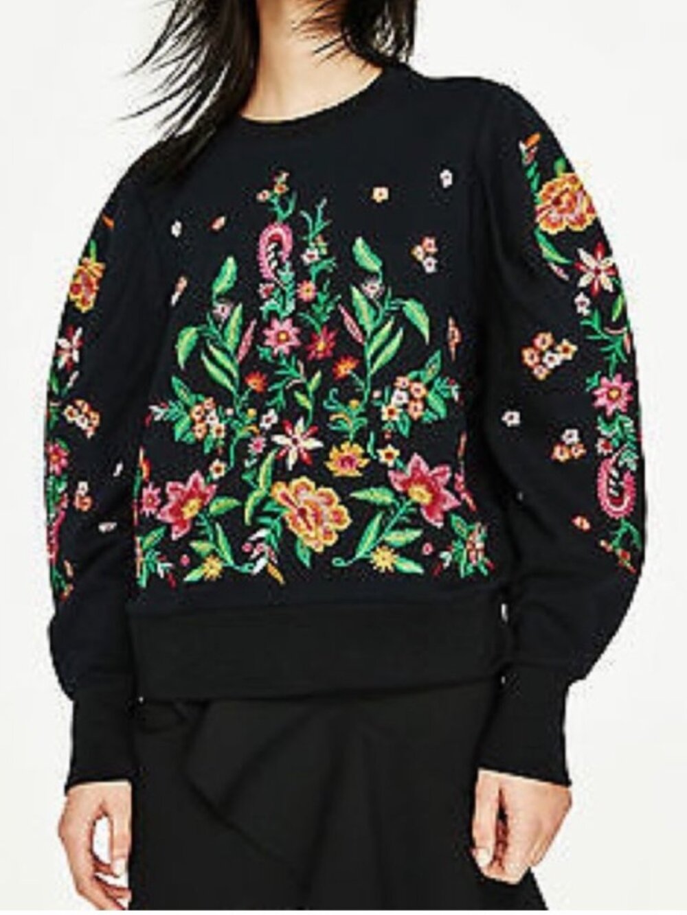ZARA EMBROIDERED SWEATSHIRT SIZE SMALL
